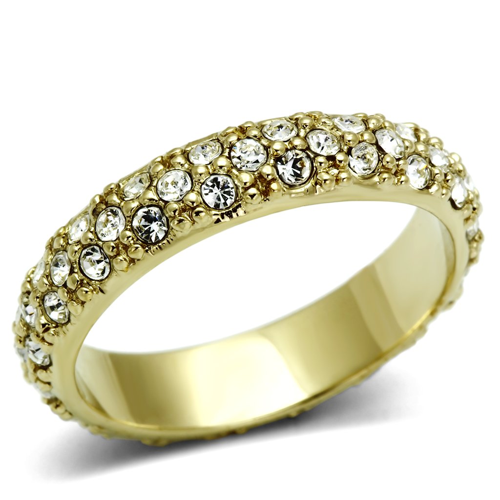JCE2480 Gold Brass Ring with Top Grade Crystal  in Clear