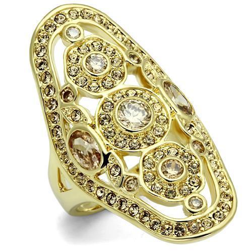 JCE2496 Gold Brass Ring with AAA Grade CZ  in Champagne