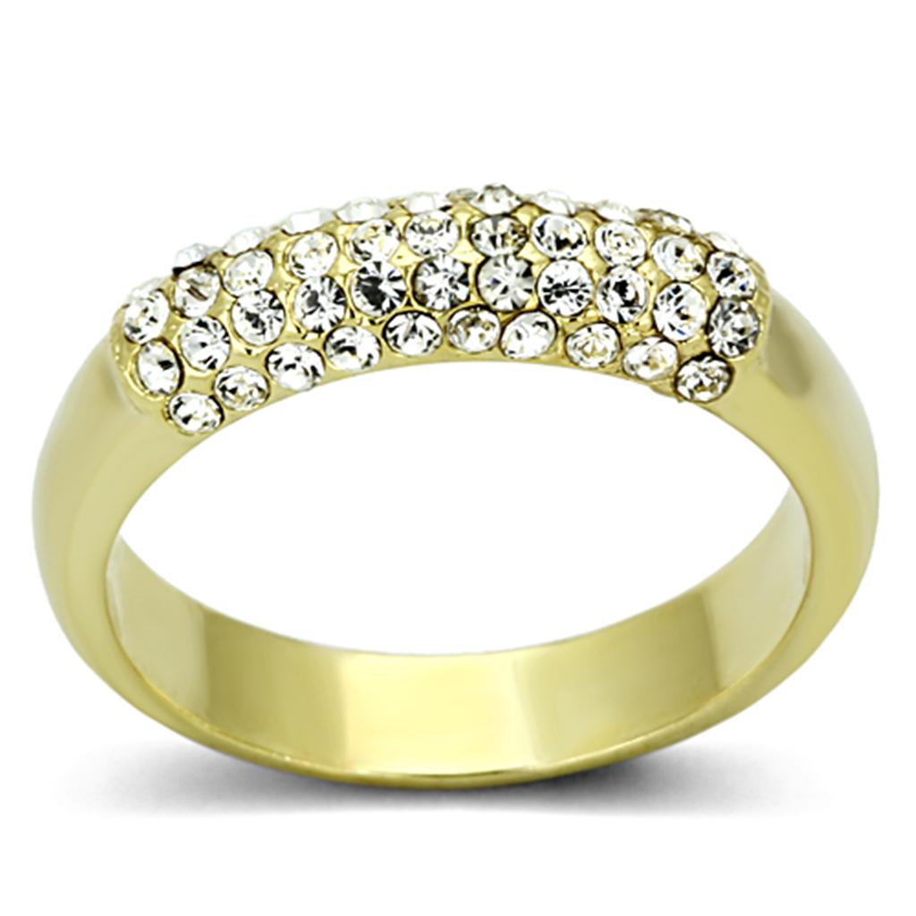 JCE3062 Gold Brass Ring with Top Grade Crystal  in Clear