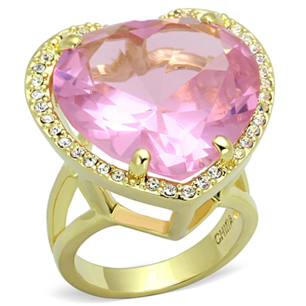 JCE3251 Gold Brass Ring with Synthetic Synthetic Glass in Rose