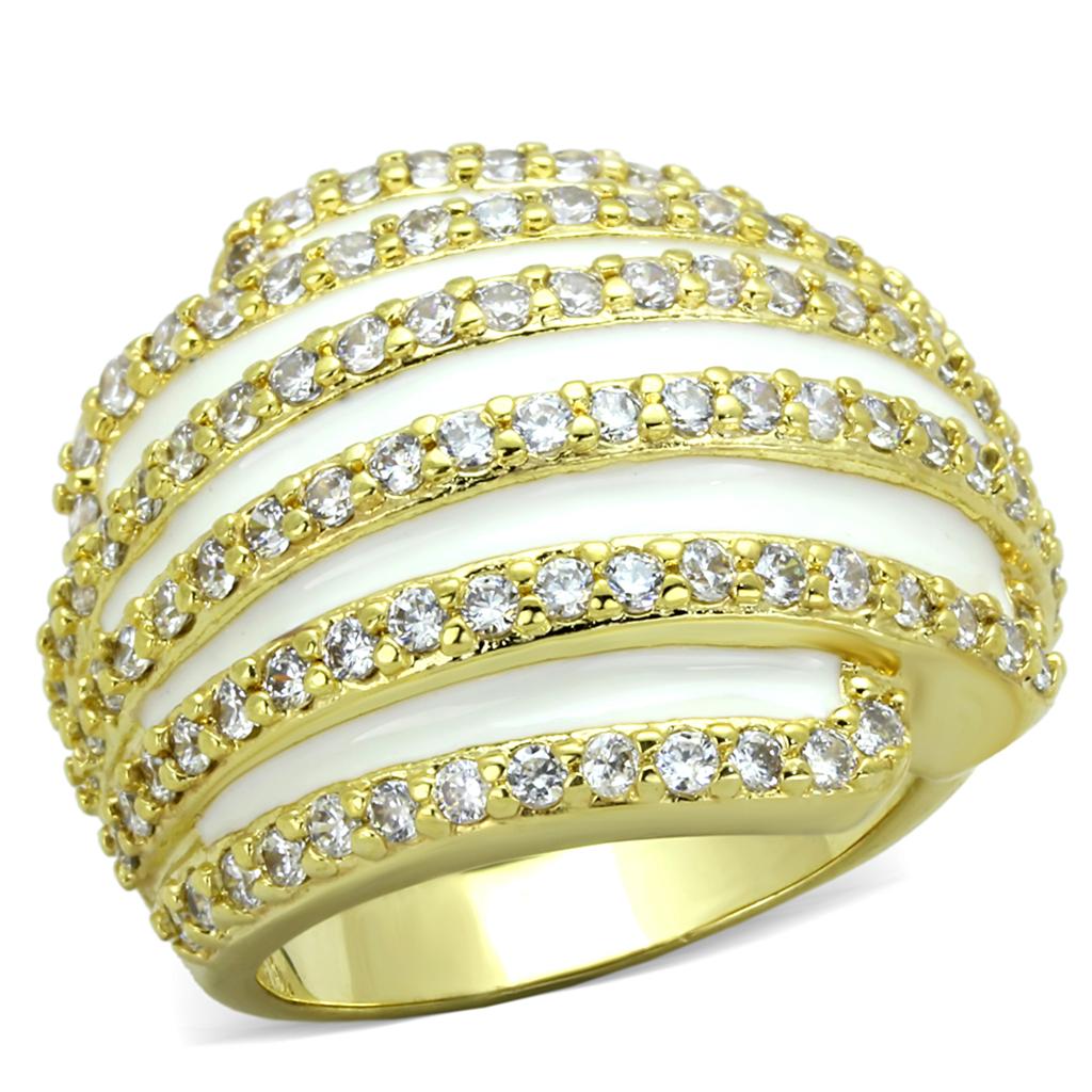 JCE3368 Gold Brass Ring with AAA Grade CZ  in Clear