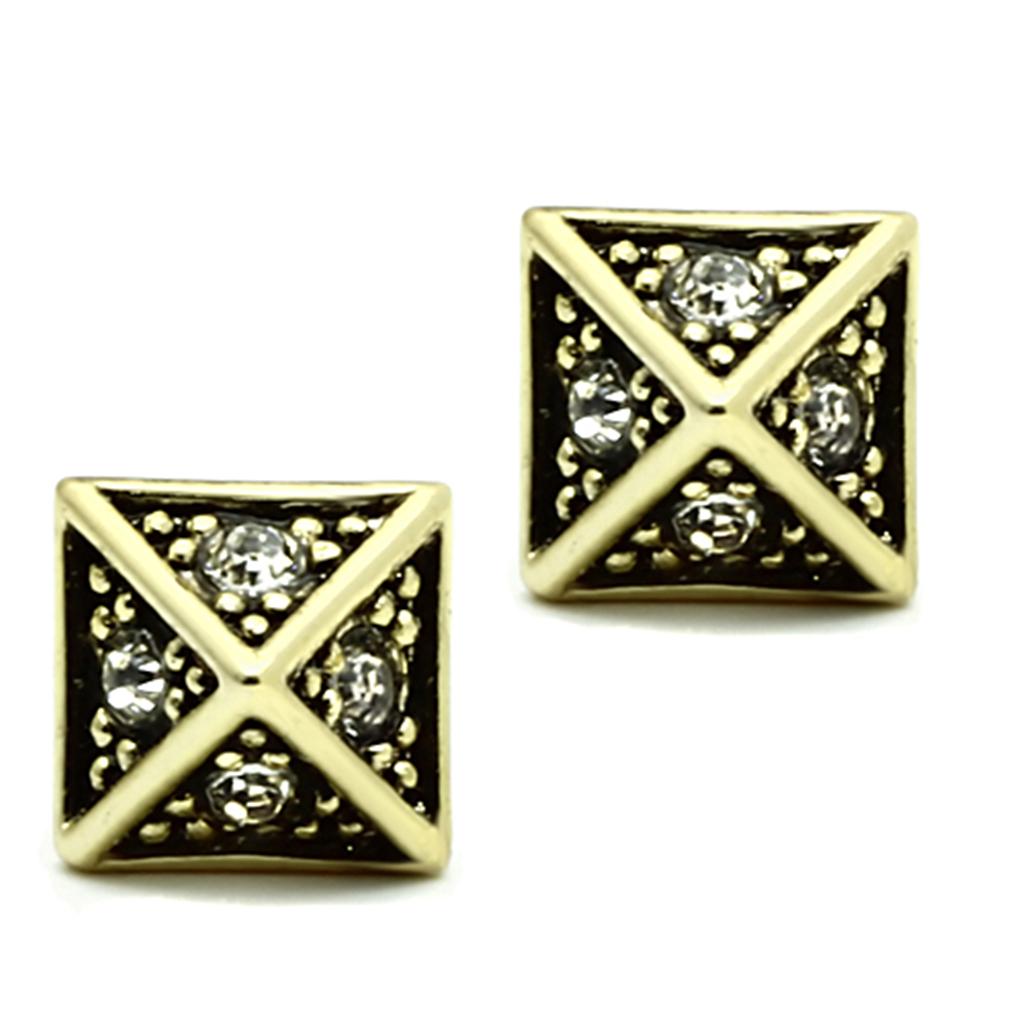 JCE3507 Flash Gold Brass Earrings with Top Grade Crystal  in Clear