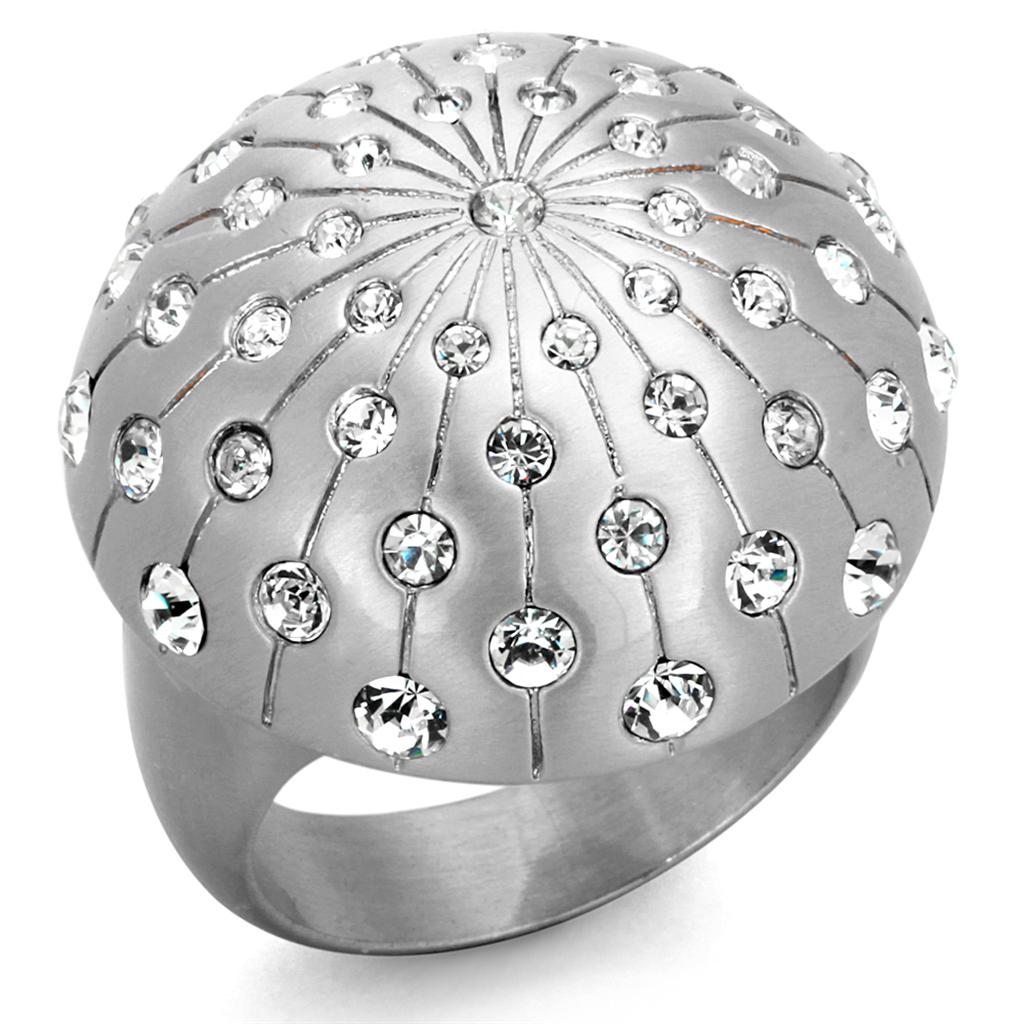 JCE3515 Rhodium+Brushed Brass Ring with Top Grade Crystal  in Clear