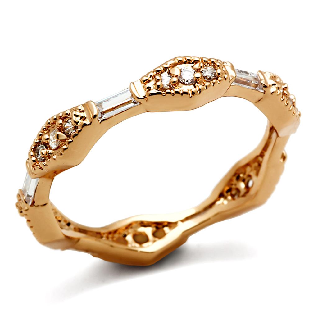 JCE3553 Rose Gold Brass Ring with AAA Grade CZ  in Clear