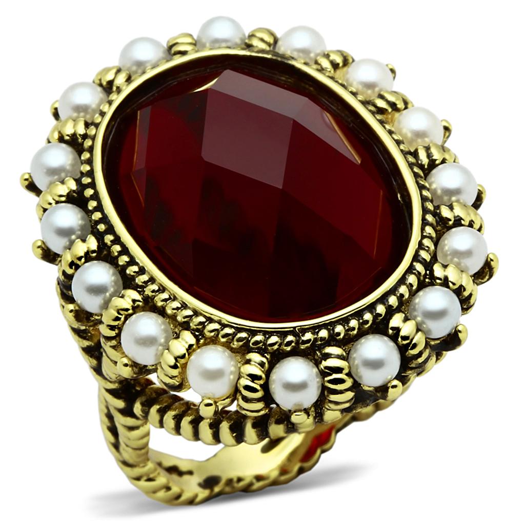 JCE3585 Flash Gold Brass Ring with Synthetic Synthetic Glass in Siam