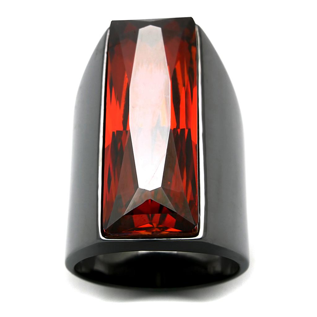 JCE3592 TIN Cobalt Black Brass Ring with Top Grade Crystal  in Siam