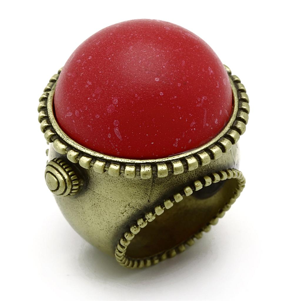 JCE3603 Antique Copper Brass Ring with Synthetic Synthetic Stone in Siam