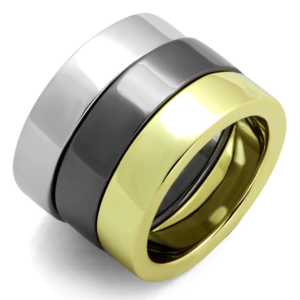 JCE3643 Rhodium+Gold+ Ruthenium Brass Ring with No Stone