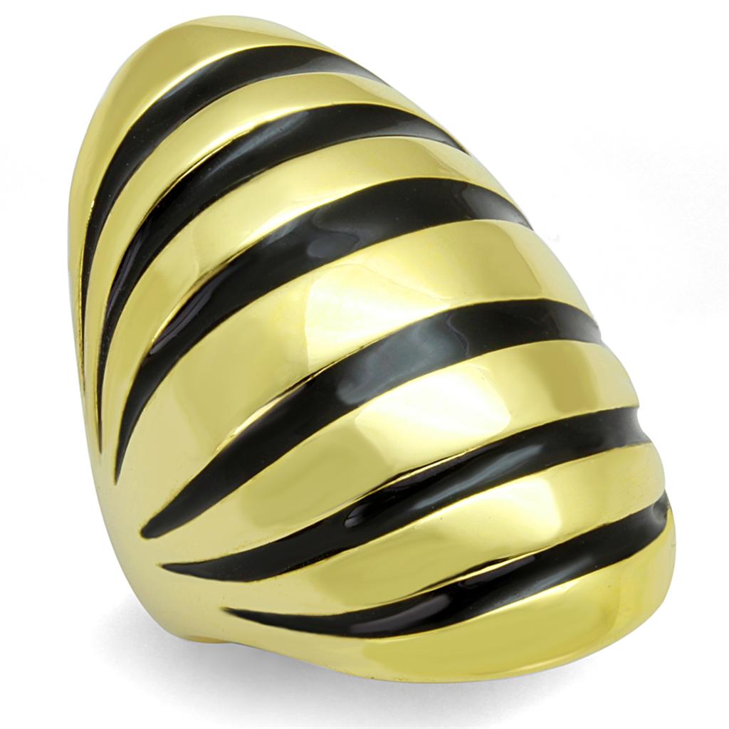 JCE3904 Gold Brass Ring with Epoxy  in Jet