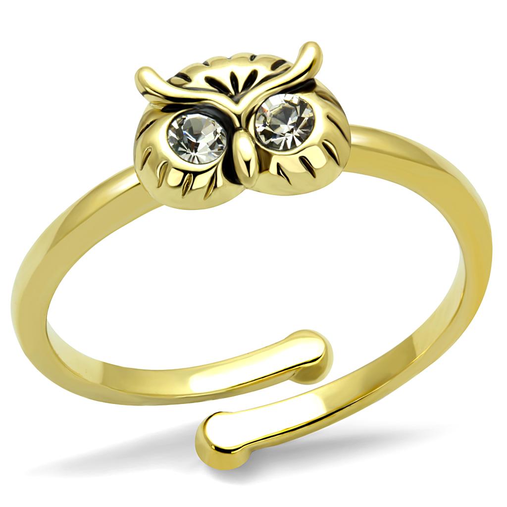 JCE4050 Flash Gold Brass Ring with Top Grade Crystal  in Clear