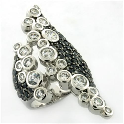 JCEA670 Rhodium Brass Ring with AAA Grade CZ  in Multi Color