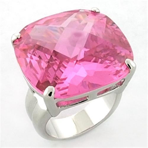 JCEA674 Rhodium Brass Ring with AAA Grade CZ  in Rose