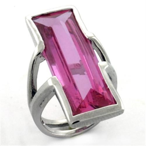 JCEA737 Rhodium Brass Ring with AAA Grade CZ  in Rose