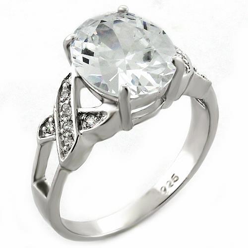 JCEAS1005 Rhodium 925 Sterling Silver Ring with AAA Grade CZ  in Clear
