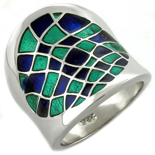JCEAS1021 Rhodium 925 Sterling Silver Ring with Epoxy  in Multi Color