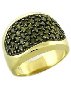 JCEAS1042 Gold 925 Sterling Silver Ring with AAA Grade CZ  in Peridot