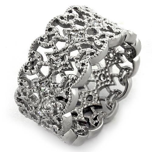 JCEAS1051 Rhodium 925 Sterling Silver Ring with AAA Grade CZ  in Clear