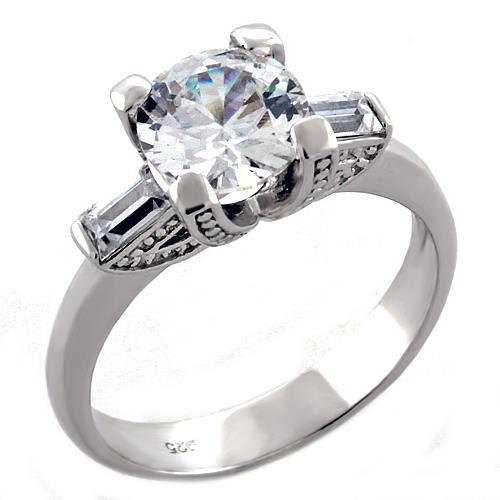 JCEAS1057 Rhodium 925 Sterling Silver Ring with AAA Grade CZ  in Clear