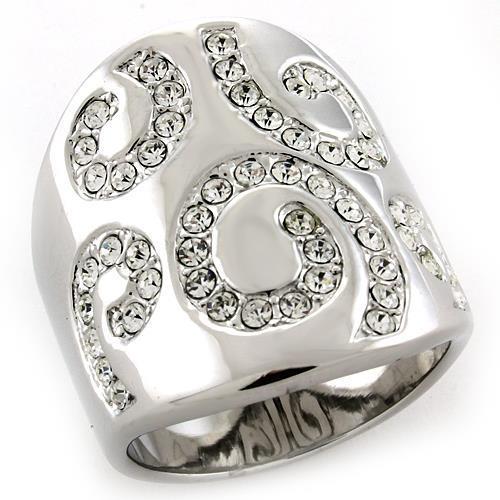 JCEAS1074 Rhodium 925 Sterling Silver Ring with Top Grade Crystal  in Clear