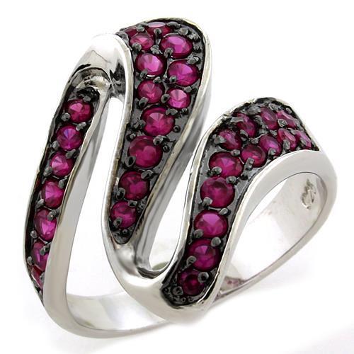 JCEAS1082 IP Black(Ion Plating) 925 Sterling Silver Ring with AAA Grade CZ  in Siam