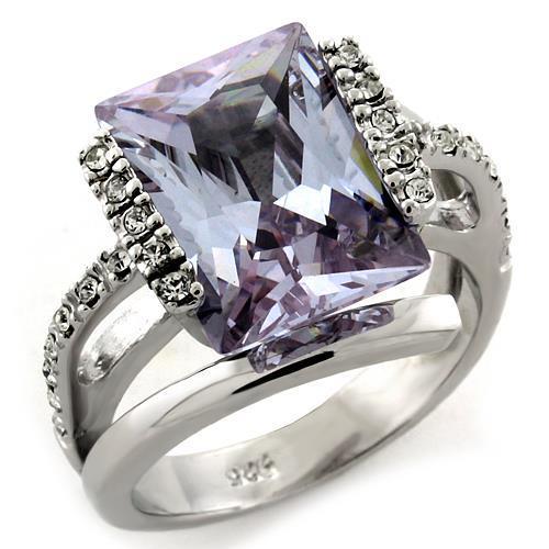 JCEAS1124 Rhodium 925 Sterling Silver Ring with AAA Grade CZ  in Light Amethyst