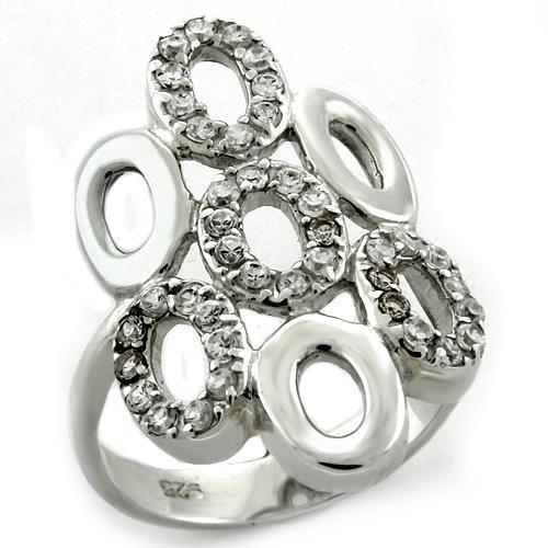 JCEAS1127 High-Polished 925 Sterling Silver Ring with AAA Grade CZ  in Clear