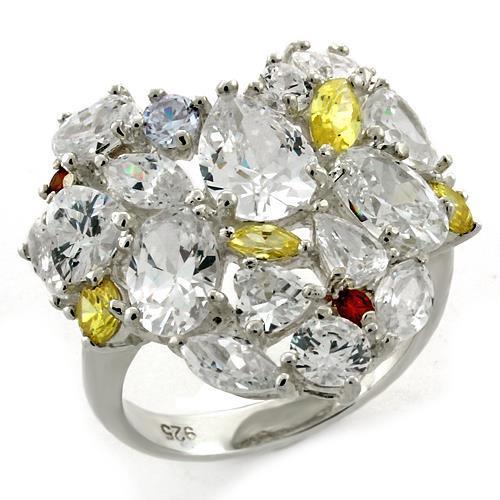 JCEAS1129 High-Polished 925 Sterling Silver Ring with AAA Grade CZ  in Multi Color