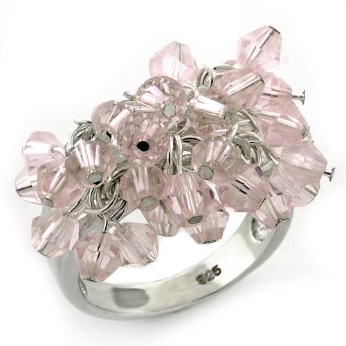 JCEAS1141 High-Polished 925 Sterling Silver Ring with Synthetic Acrylic in Light Rose