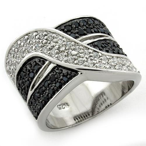 JCEAS1147 Special Color 925 Sterling Silver Ring with AAA Grade CZ  in Jet