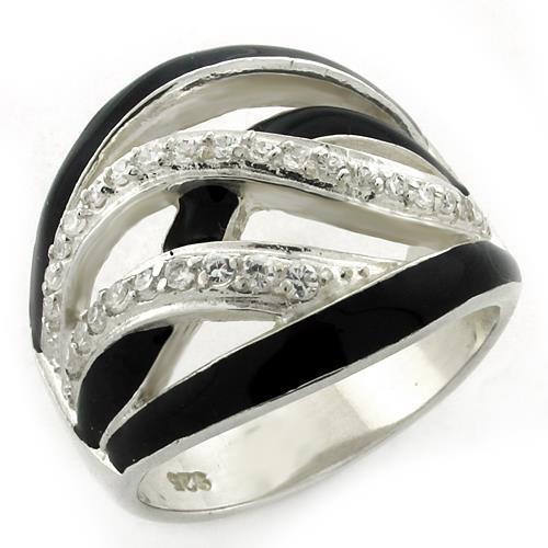 JCEAS1152 High-Polished 925 Sterling Silver Ring with AAA Grade CZ  in Clear