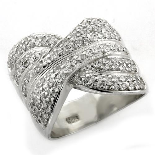 JCEAS1154 High-Polished 925 Sterling Silver Ring with AAA Grade CZ  in Clear
