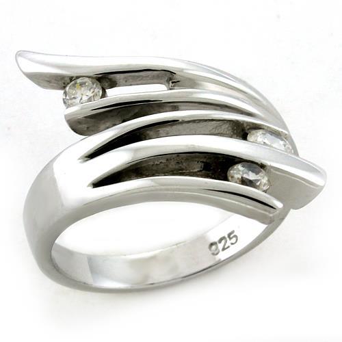 JCEAS1170 Rhodium 925 Sterling Silver Ring with Top Grade Crystal  in Clear
