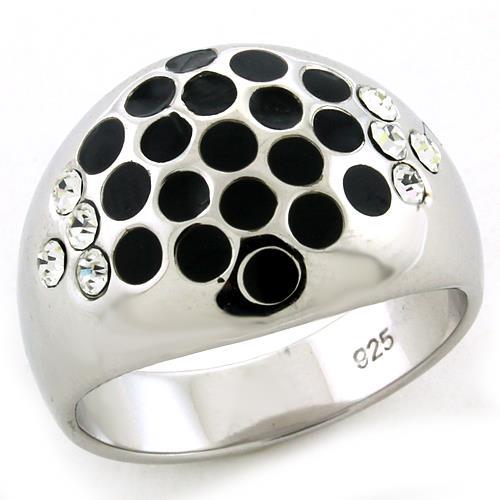 JCEAS1171 Rhodium 925 Sterling Silver Ring with Top Grade Crystal  in Clear
