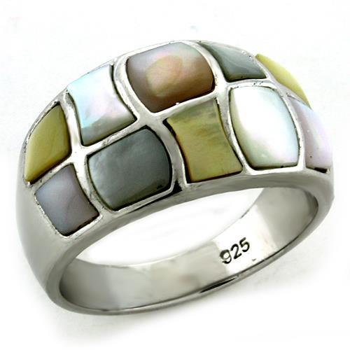 JCEAS1172 Rhodium 925 Sterling Silver Ring with Precious Stone Conch in Multi Color