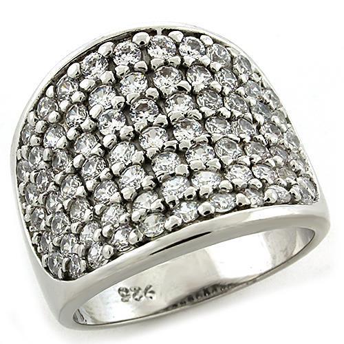 JCEAS1184 Rhodium 925 Sterling Silver Ring with AAA Grade CZ  in Amethyst