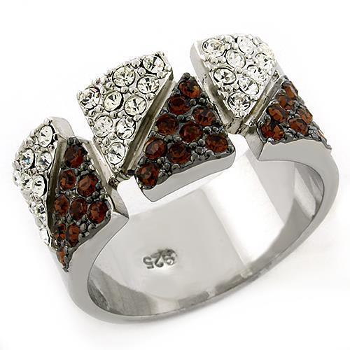 JCEAS1227 Rhodium 925 Sterling Silver Ring with Top Grade Crystal  in Multi Color