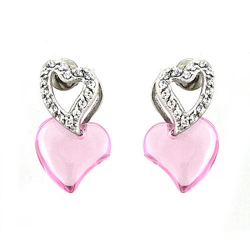 JCEAS1333 Rhodium 925 Sterling Silver Earrings with AAA Grade CZ  in Rose-Default Title