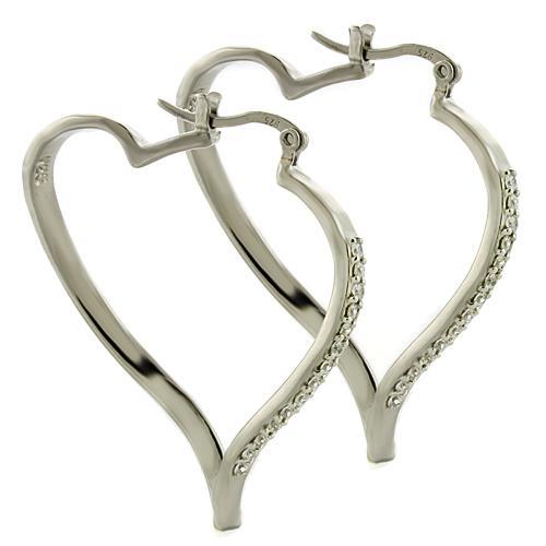 JCEAS784 High-Polished 925 Sterling Silver Earrings with AAA Grade CZ  in Clear-Default Title