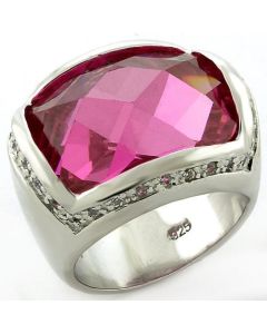 JCEAS818 Rhodium 925 Sterling Silver Ring with AAA Grade CZ  in Rose