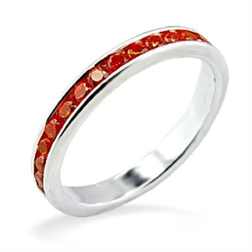 JCEAS829 High-Polished 925 Sterling Silver Ring with AAA Grade CZ  in Orange