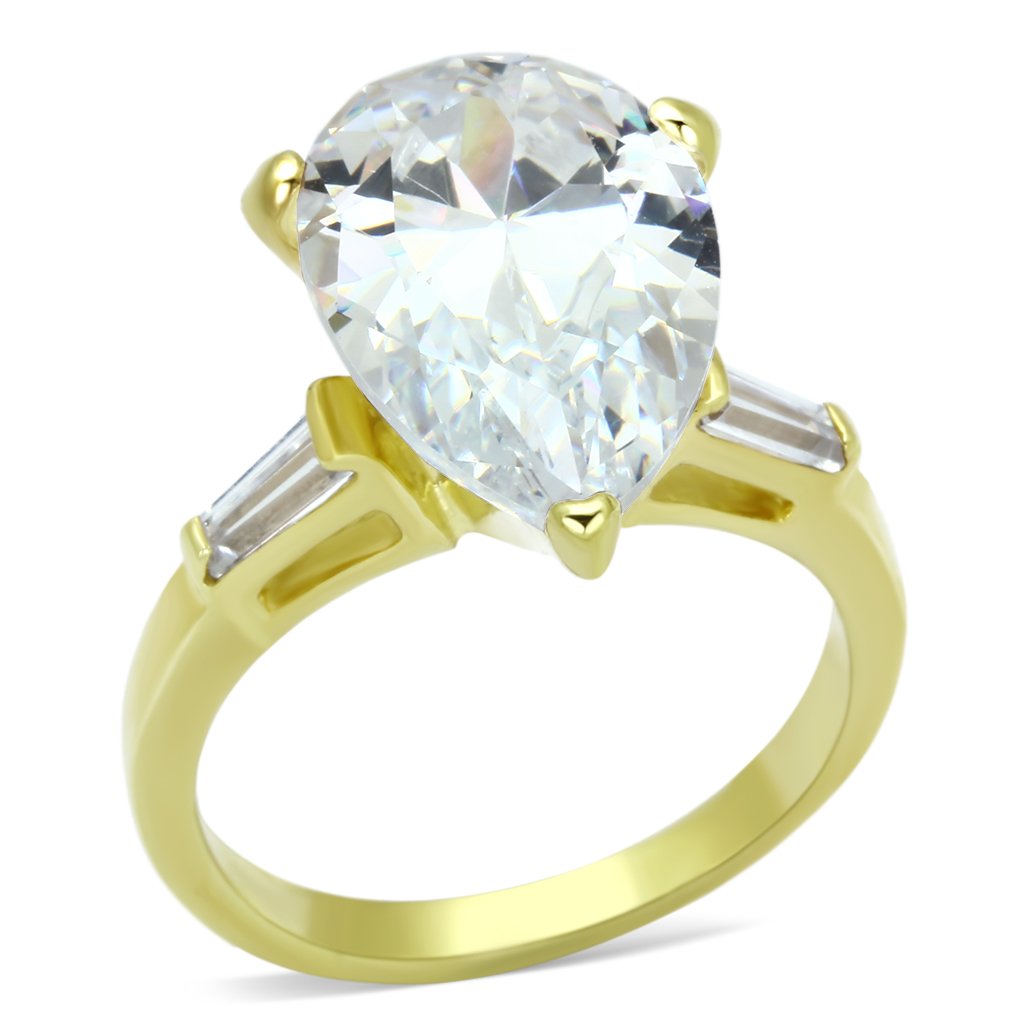 JCEAS867 Gold 925 Sterling Silver Ring with AAA Grade CZ  in Clear