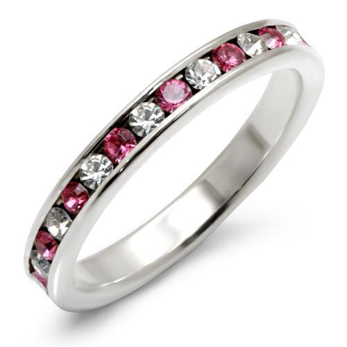 JCEAS913 High-Polished 925 Sterling Silver Ring with Top Grade Crystal  in Rose