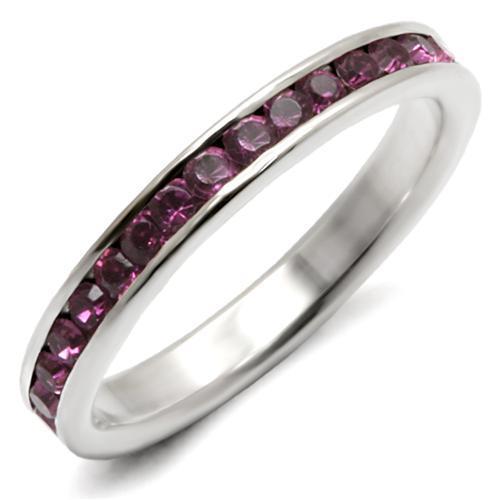 JCEAS915 High-Polished 925 Sterling Silver Ring with Top Grade Crystal  in Amethyst