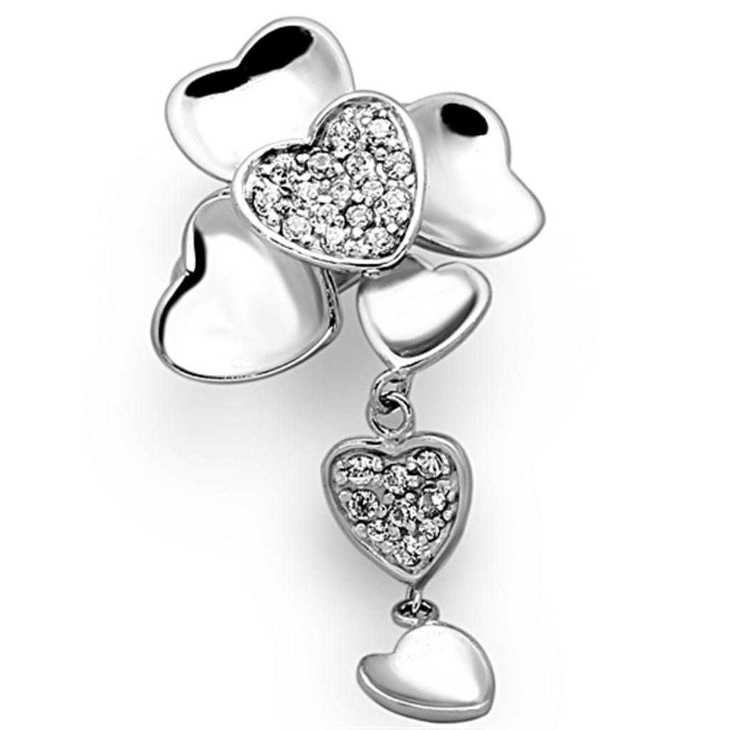 JCEAS931 Rhodium 925 Sterling Silver Ring with AAA Grade CZ  in Clear