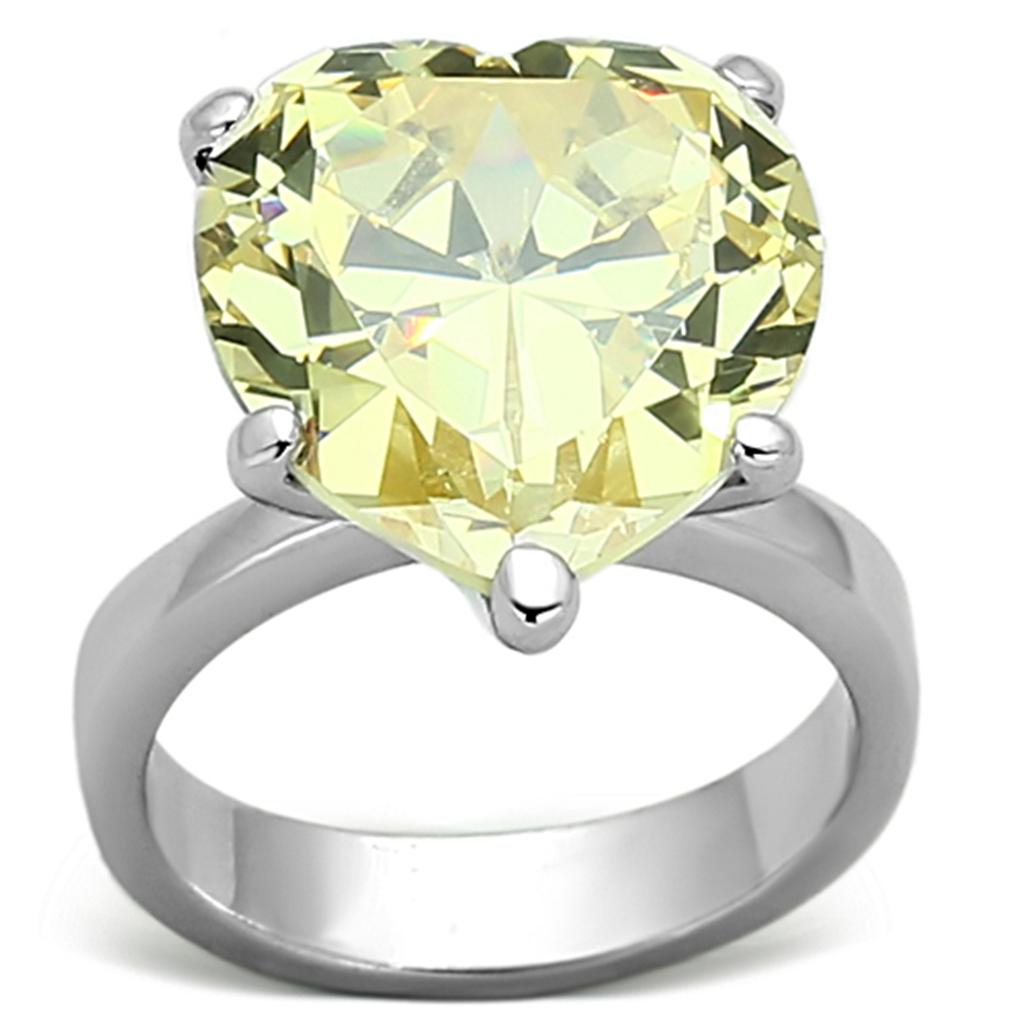 JCEAS947 Rhodium 925 Sterling Silver Ring with AAA Grade CZ  in Citrine Yellow