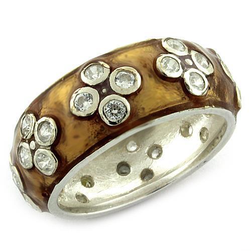 JCEAS992 Rhodium 925 Sterling Silver Ring with AAA Grade CZ  in Clear