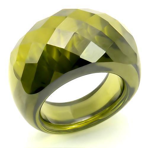 JCES145 Stone Ring with AAA Grade CZ  in Olivine color