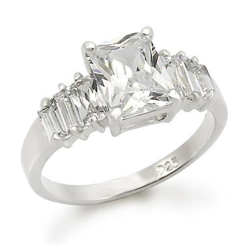 JCES283 Rhodium 925 Sterling Silver Ring with AAA Grade CZ  in Clear