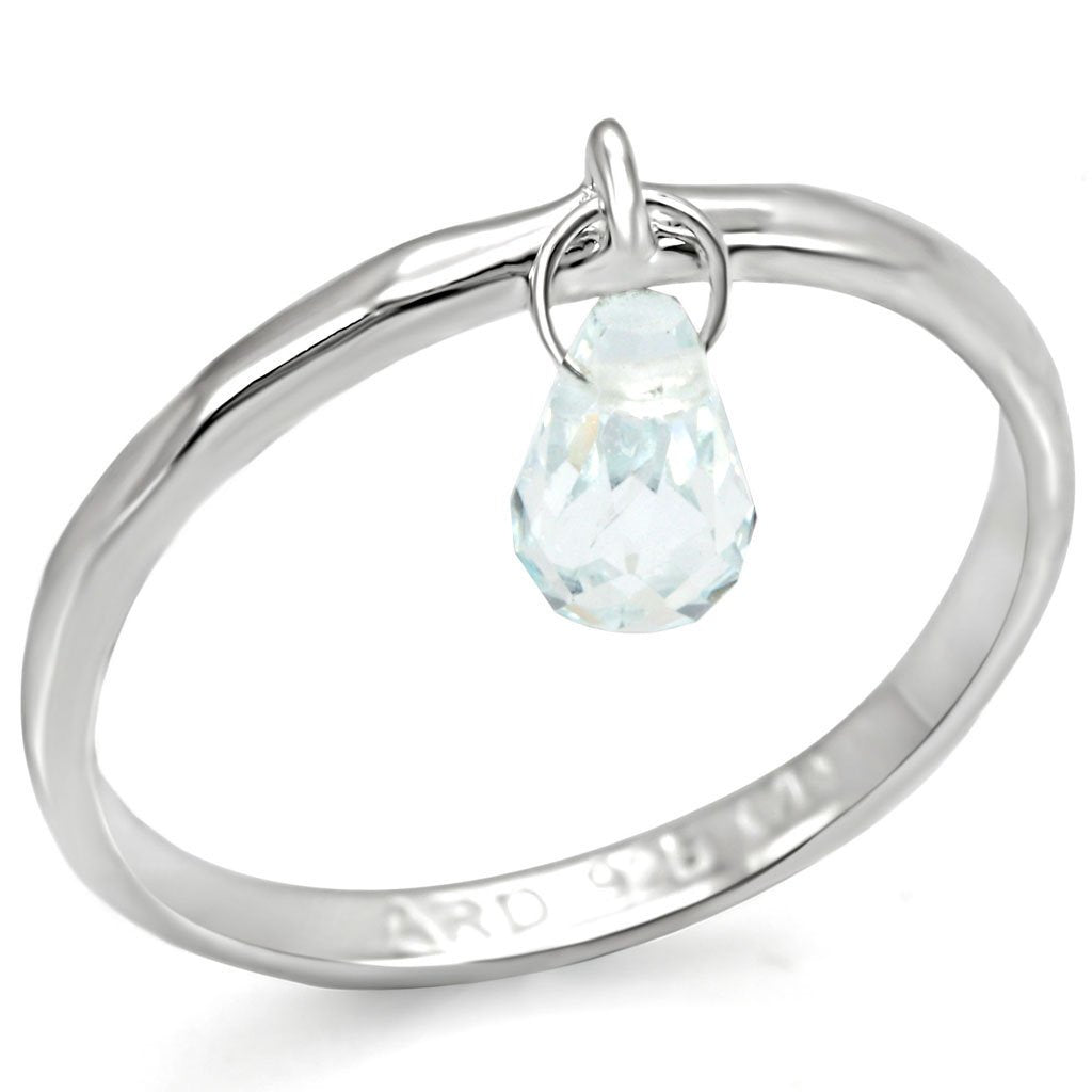 JCES318 Silver 925 Sterling Silver Ring with Genuine Stone  in Aquamarine