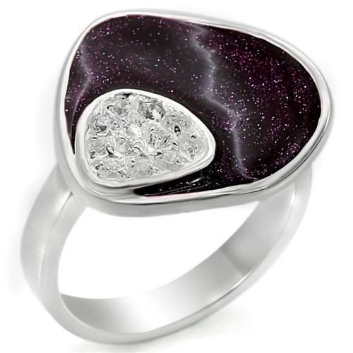JCES340 Silver 925 Sterling Silver Ring with AAA Grade CZ  in Clear